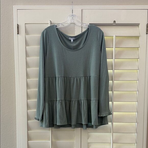 love, Fire Tops - love, Fire Sage Long Sleeve Tiered Top